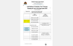 Planning des cours SDF NV du 1er semestre 2025